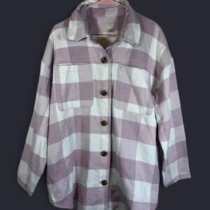 💜 A New Day Lavender & White Checkered Shacket – Size XXL